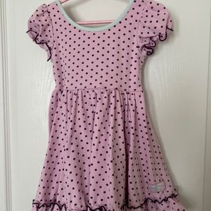 Purple polka dot twirl dress